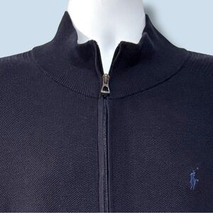 Polo Ralph Lauren Pima Cotton Dark Blue Full-Zip Pima Cotton Sweater - XL